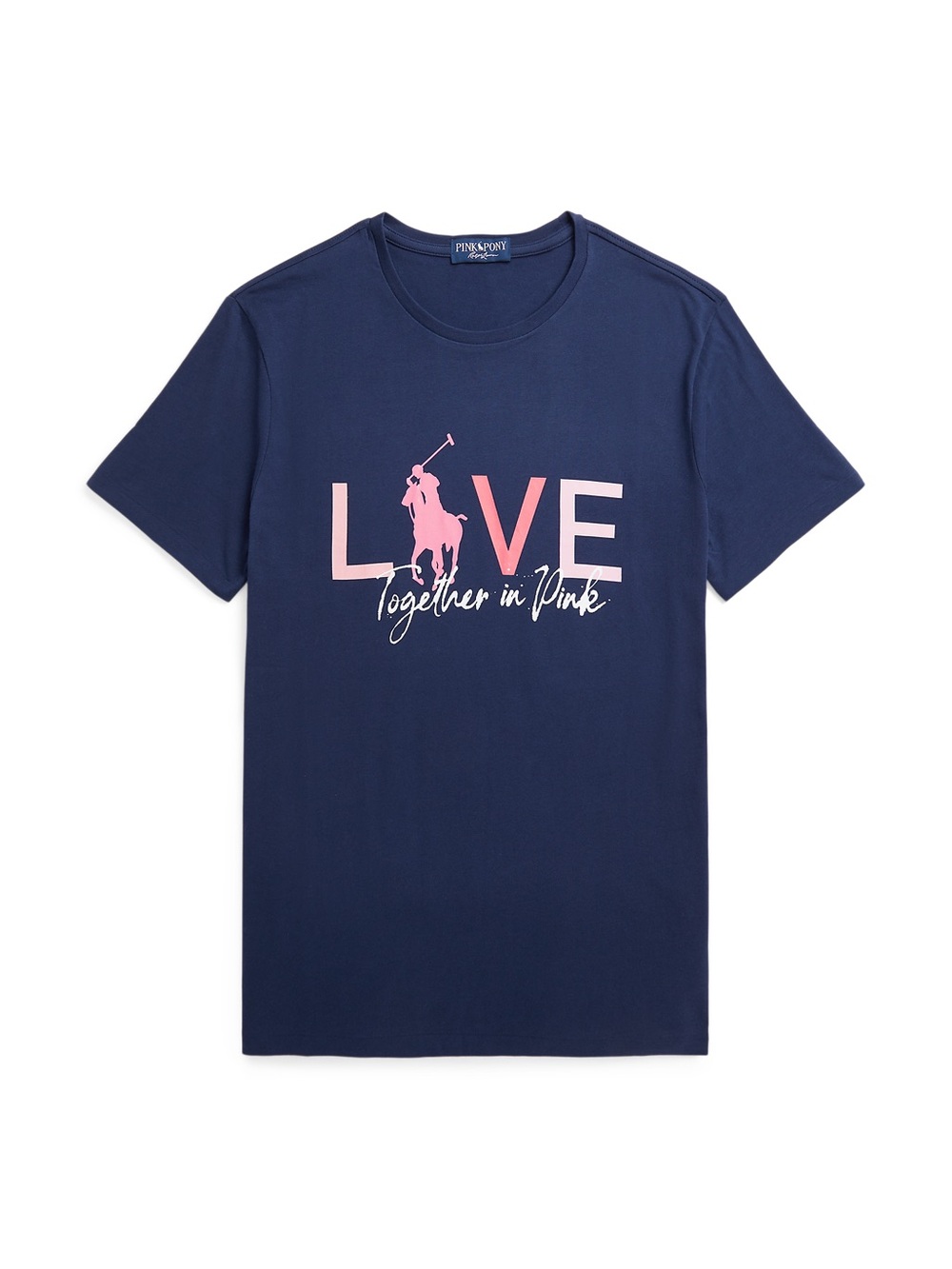 Polo Ralph Lauren Pink Pony "Love Together in Pink" graphic t-shirt tee Navy Med